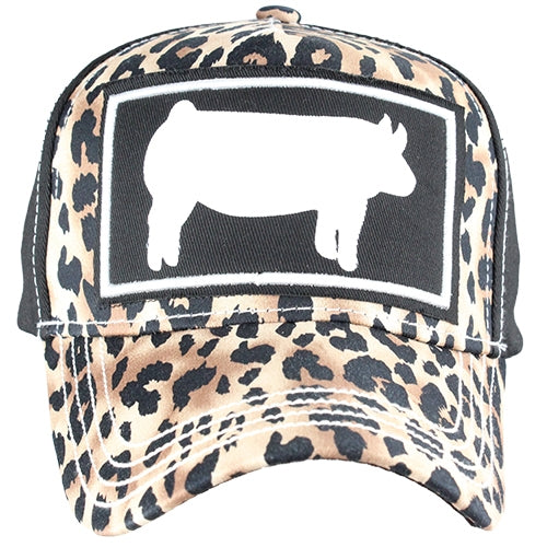 Cheetah Print Hat With Pig Silowet