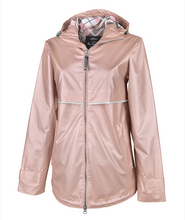 Load image into Gallery viewer, Women&#39;s Charles River Rain Jacket With Print Lining-Rose Gold
