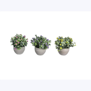 Artificial Flowers in Planter- 3 Color Options