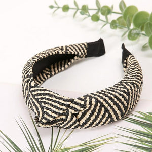 Woven Straw Headband With Top Knot Detail