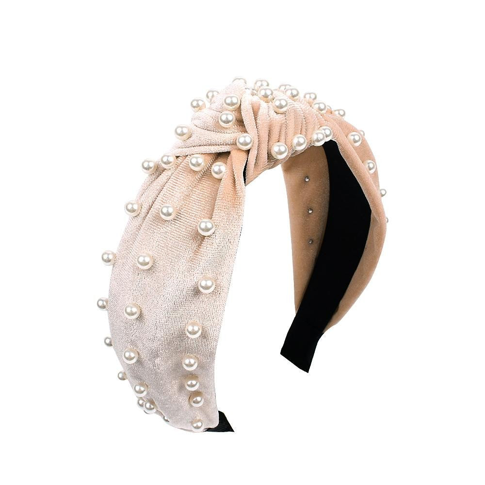Pearl Studded Satin Top Knot Headband