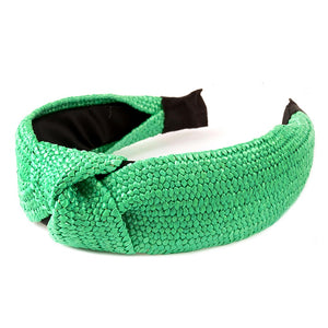 Green Straw Headband with Knot