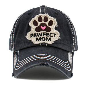 Pawfect Mom Patch Vintage Distressed Baseball Cap