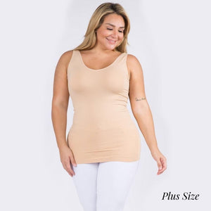 Seamless Reversible Tank Top Plus Size- Nude