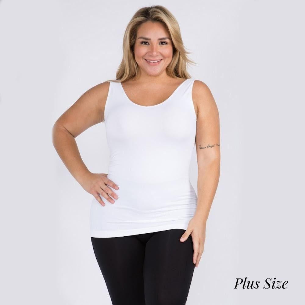 Seamless Reversible Tank Top Plus Size- Ivory