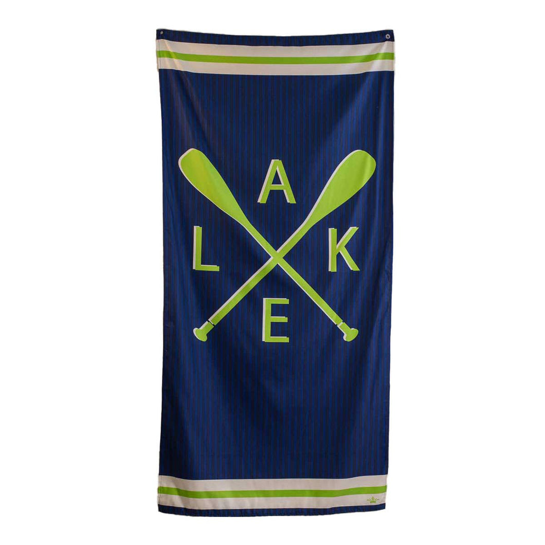 Quick Dry Lake Oar Beach Towel Navy/Lime- 34