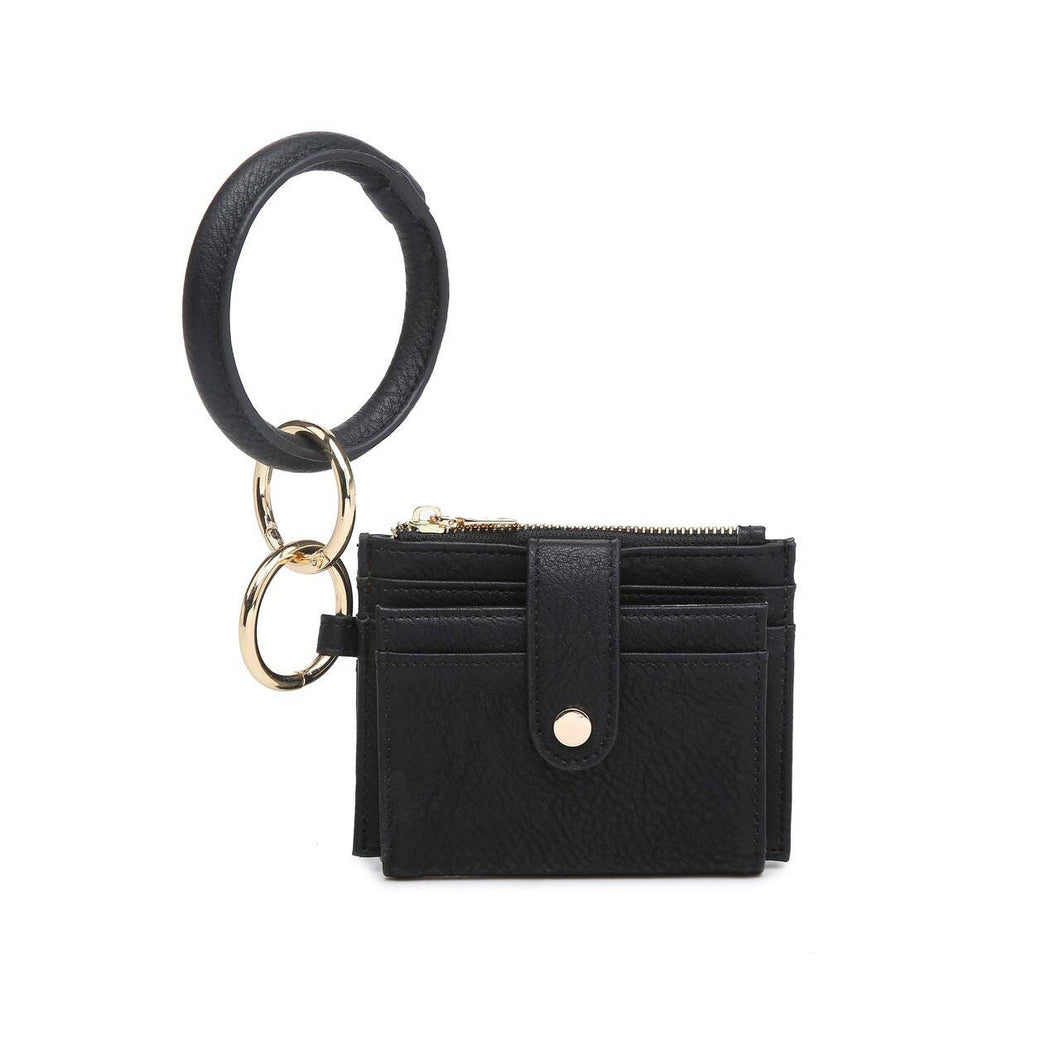 Sammie Mini Snap Wallet w/ Ring- Black