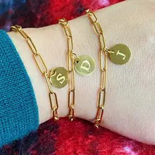 Load image into Gallery viewer, Linked Chain Initial Charm Bracelets