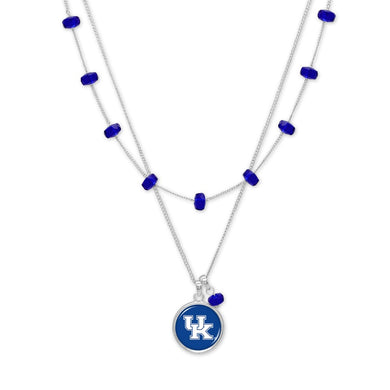 Officially Licensed Kentucky Necklace Featuring Layered Beaded Chain And Pendant