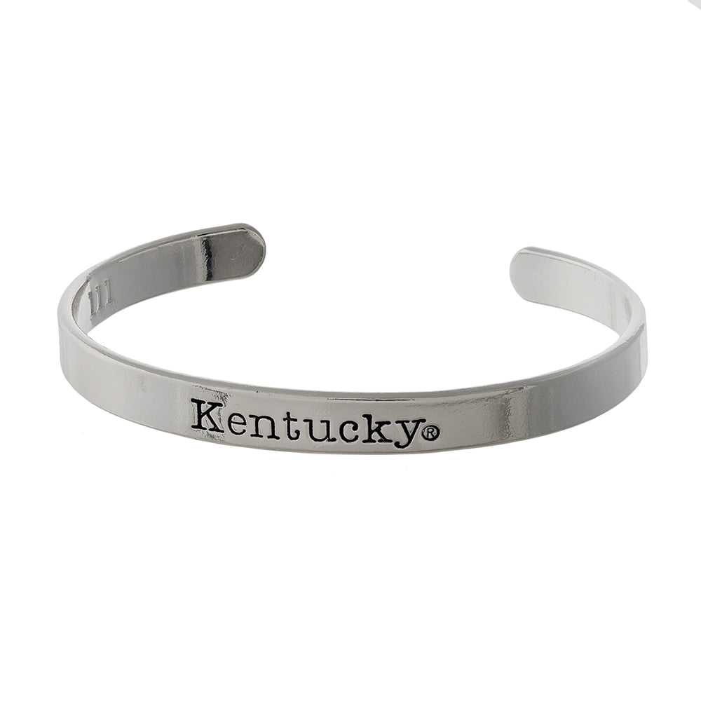 Kentucky Stampled Silver Tone Cuff Bracelet