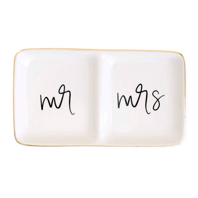 Mr. and Mrs. Jewelry Dish - Black and White