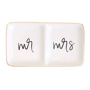 Mr. and Mrs. Jewelry Dish - Black and White