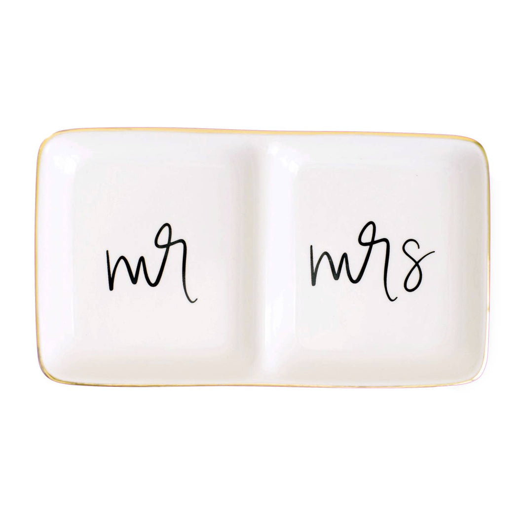 Mr. and Mrs. Jewelry Dish - Black and White
