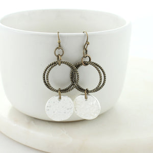 Silver Disc & Vintage Loop Earrings