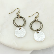 Load image into Gallery viewer, Silver Disc &amp; Vintage Loop Earrings