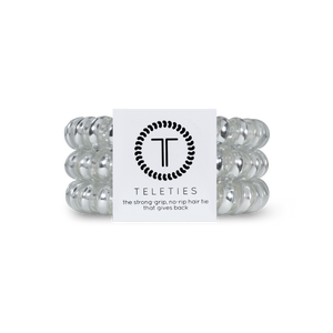 Electric Silver Teleties Large 3-Pack Hair Ties