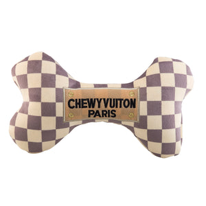 Checker Chewy Vuiton Dog Bone Toy- 3 Sizes