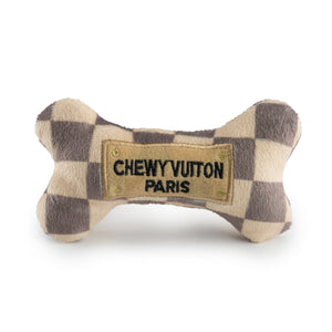 Checker Chewy Vuiton Dog Bone Toy- 3 Sizes