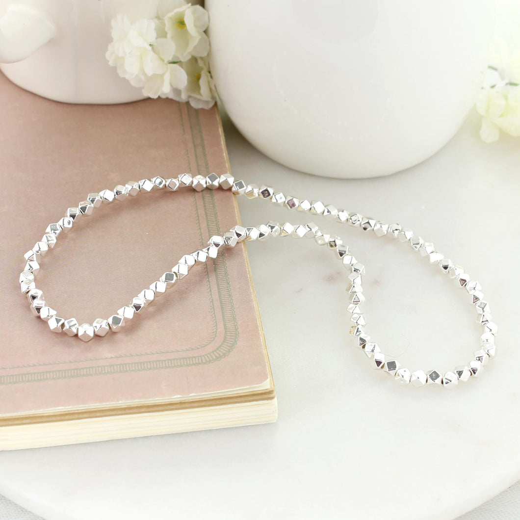 18” Silver Bead Stretch Necklace