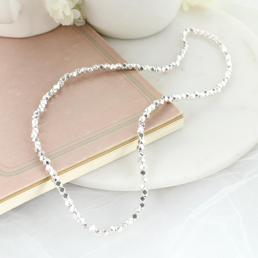 24” Silver Bead Stretch Necklace