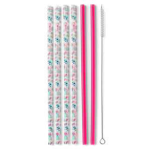 Party Animal And Hot Pink Reusable Straw Set By Swig