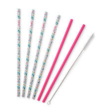 Load image into Gallery viewer, Party Animal And Hot Pink Reusable Straw Set By Swig