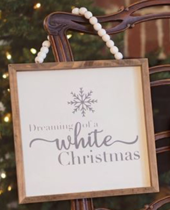 White Christmas Beaded Sign