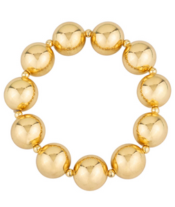 Gold Tone Bead Metal Ball Bracelet