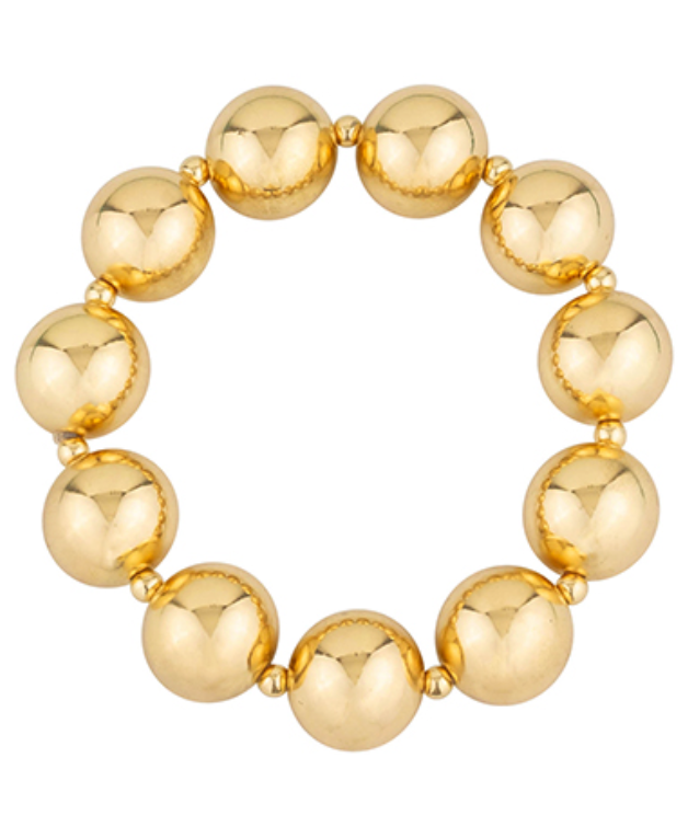 Gold Tone Bead Metal Ball Bracelet