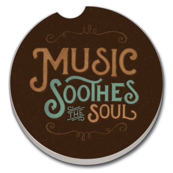 Music Soothes Absorbent Stone Car Coaster 1 Pk
