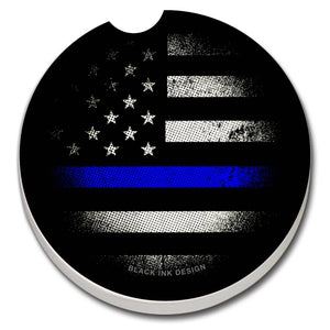 Blue Line Absorbent Stone Car Coaster