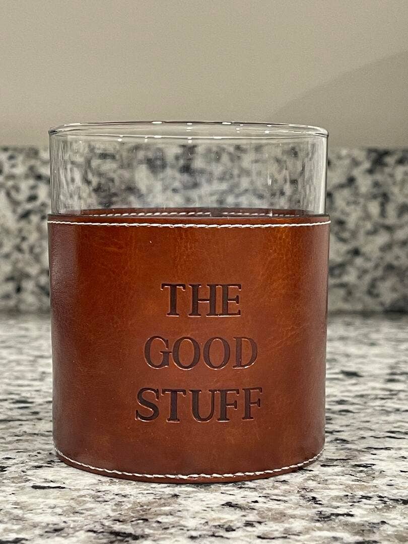The Good Stuff Faux Leather Rocks Glass