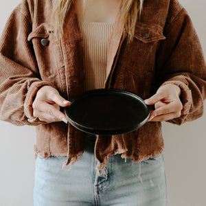 Black Round Wood Tray 7x7