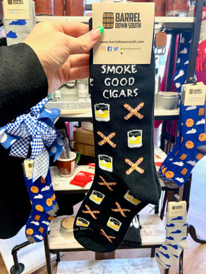Drink Good Bourbon Smoke Good Cigars Fun Mens Socks