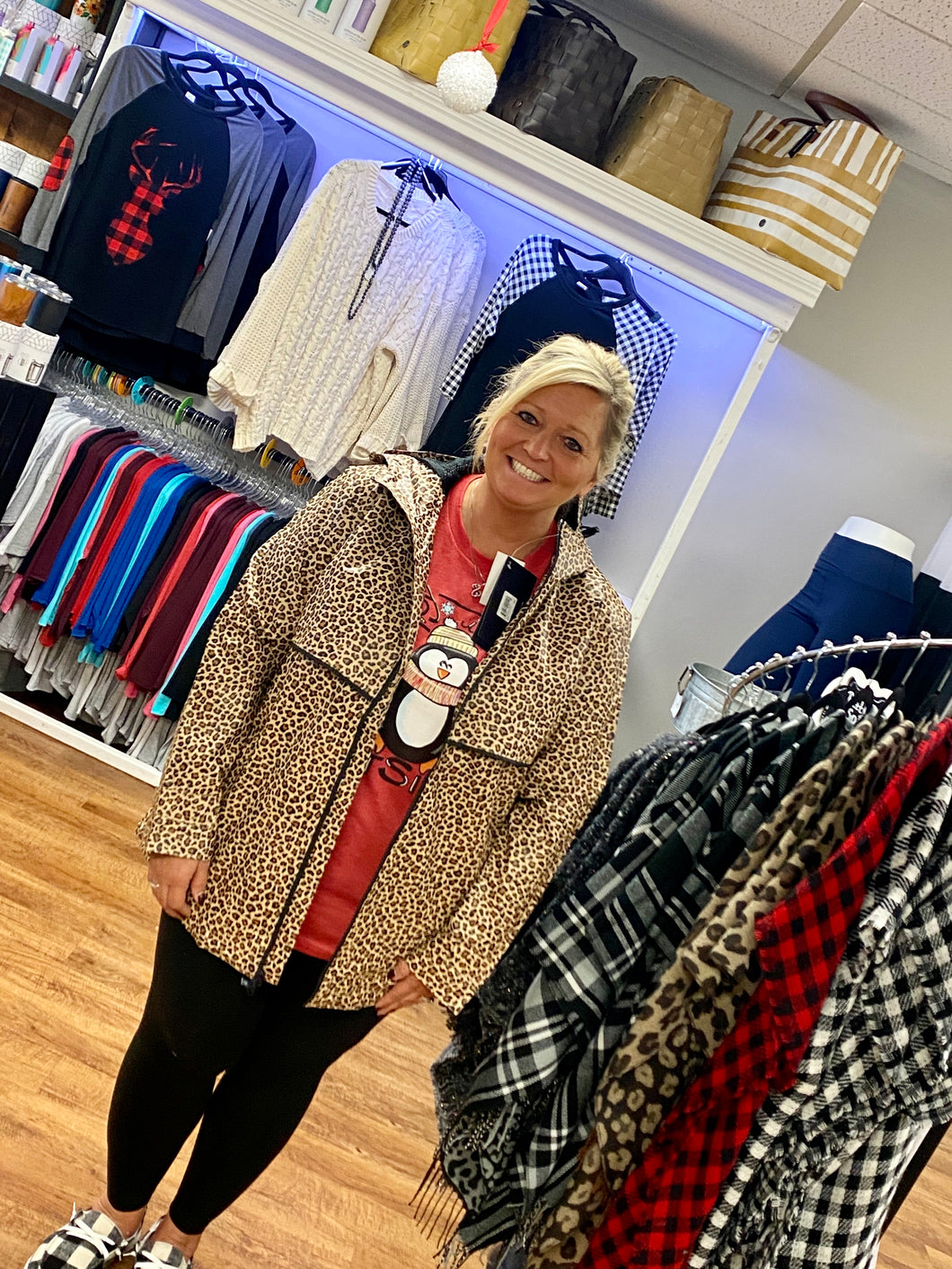 Ladies Charles River Rain Jacket in Animal Print