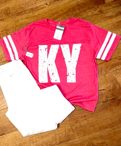 KY Distressed Soft Unisex Tee- Vintage Hot Pink