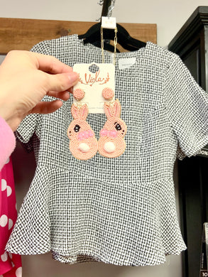 Pink Easter Bunny Beaded Earrings