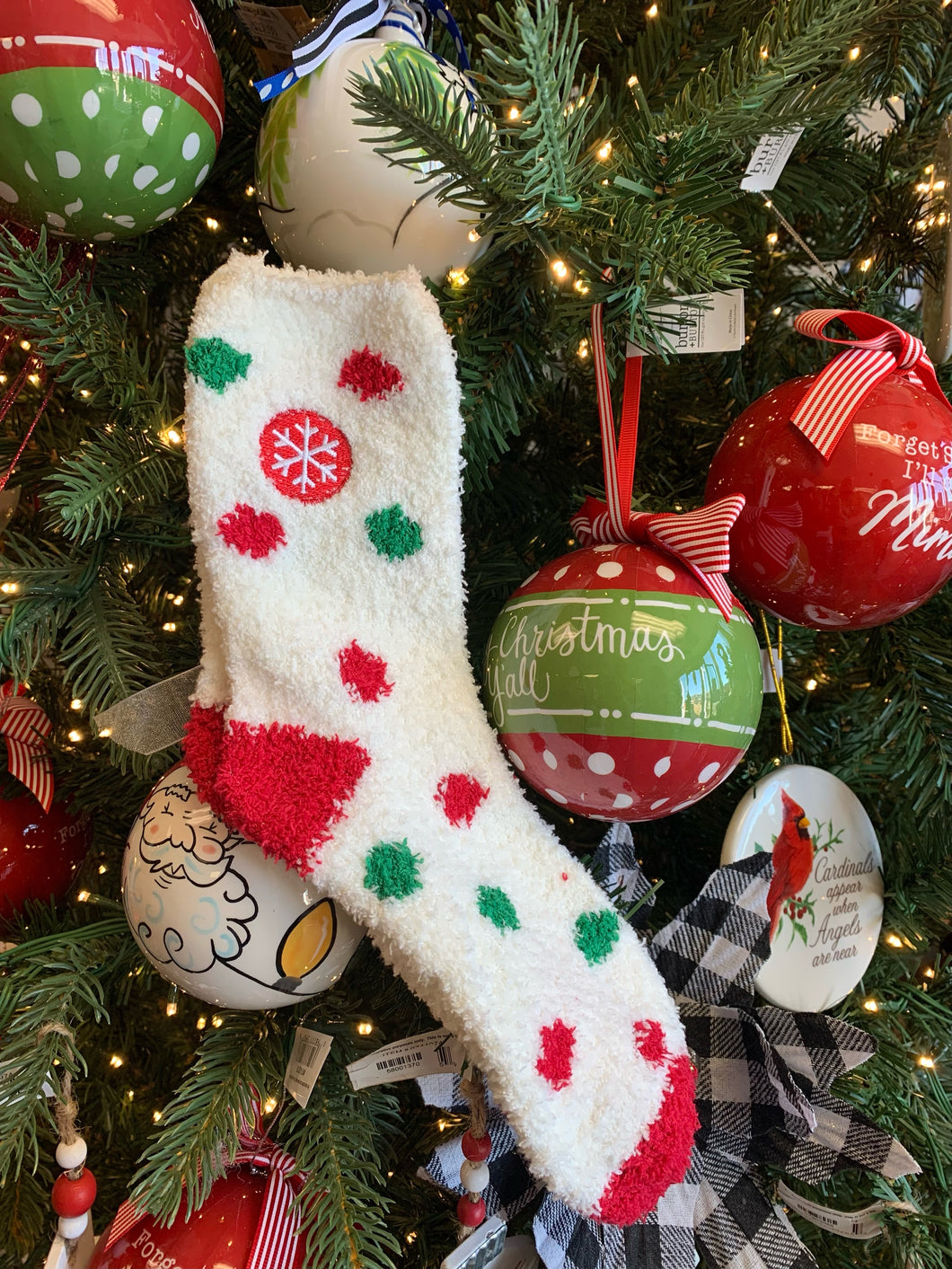 Soft Christmas Mini Crew Polka Dot Knit Socks