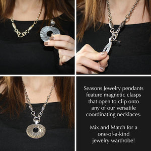 Circle Beads Necklace Silver 23"