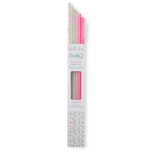 Load image into Gallery viewer, Swig Confetti &amp; Pink Reusable Straw Set