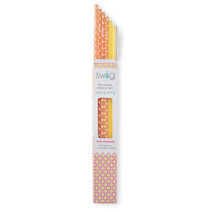 Swig Pink Lemonade & Yellow Reusable Straw Set